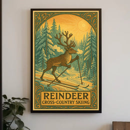 Reindeer Cross-Country Skiing Poster