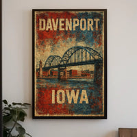 Davenport, Iowa Vintage Bridge Vintage Poster
