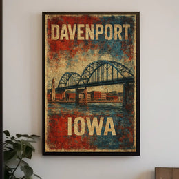Davenport, Iowa Vintage Bridge Vintage Poster