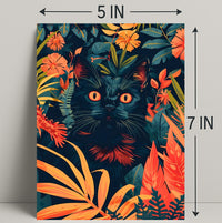 Striking Black Cat in Vibrant Jungle Animal Poster