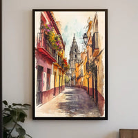 Spain Seville Old Town Cathedral Street Scene Poster