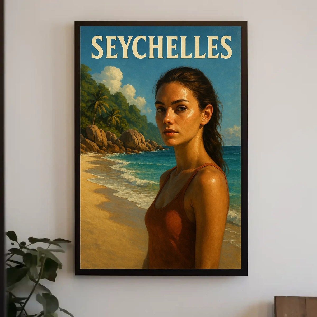 Seychelles Beach Scene Poster