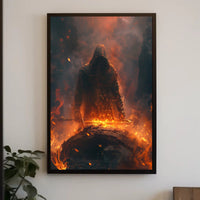 Mysterious Warrior with Glowing Sword Fantasy or Mythology Poster PosterGoat