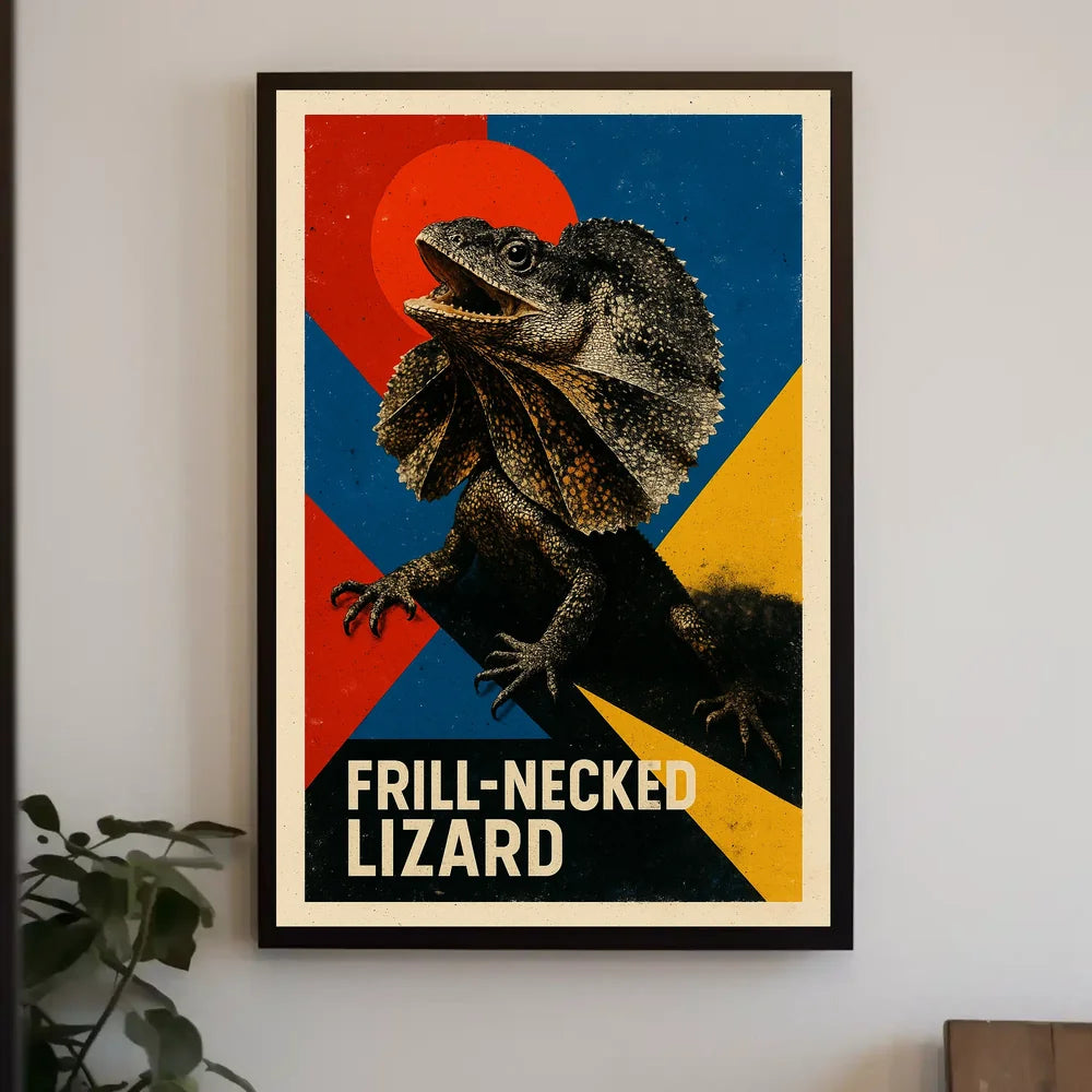 Frill-Neck Lizard Wildlife Art Poster