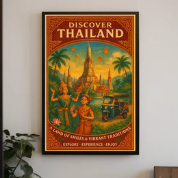 Thailand Cultural Heritage Vintage Travel Poster