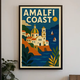 Amalfi Coast Travel Poster Wall Art for Coastal Decor
