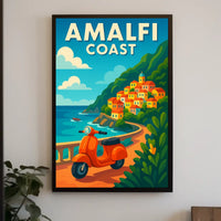 Amalfi Coast Adventure Poster Wall Art Coastal Decor 18x24
