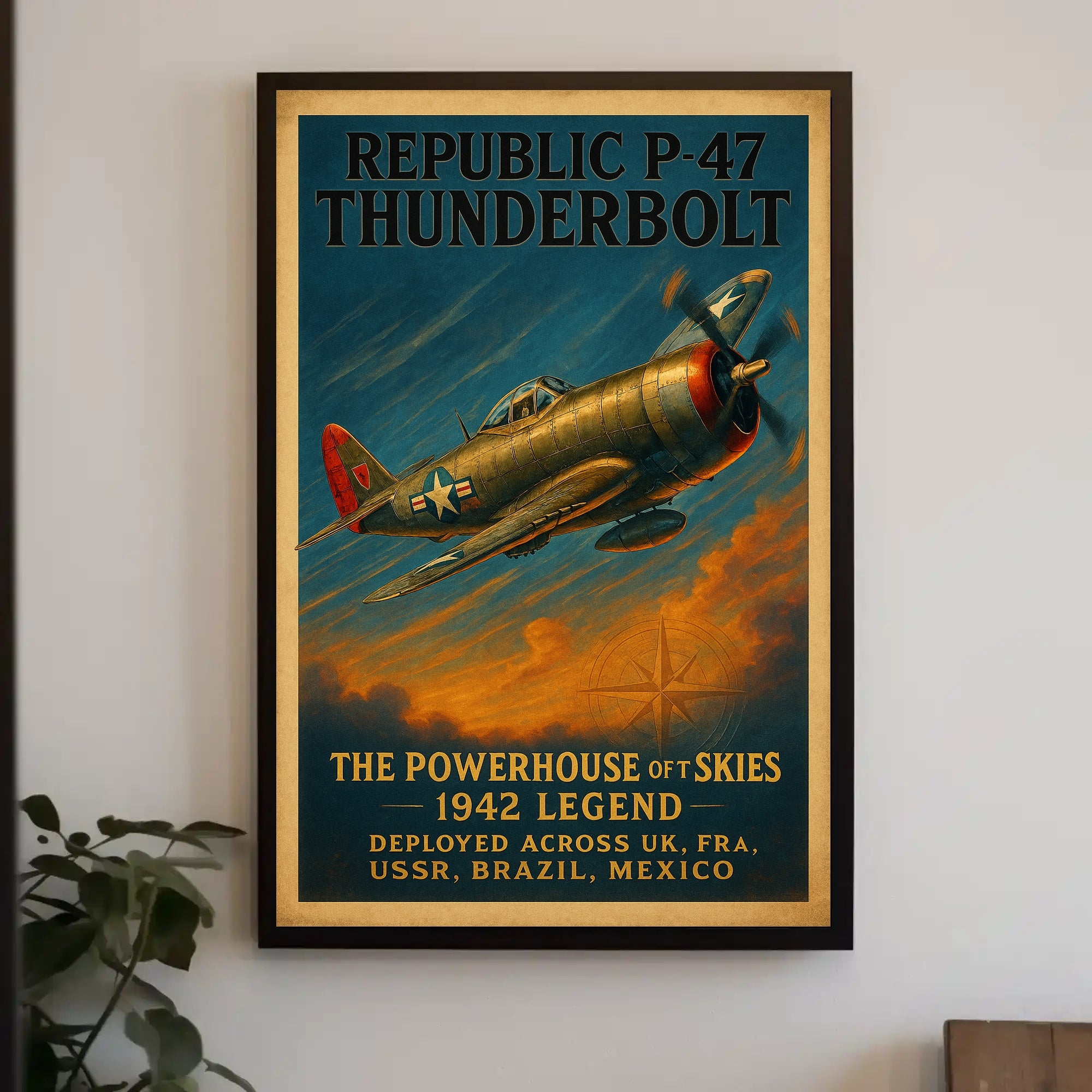 Republic P-47 Thunderbolt WWII Fighter Aircraft Poster