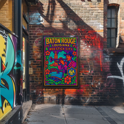 Baton Rouge Red Stick City Travel Poster