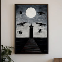 Eerie Lighthouse Under Moonlight: Fantasy or Mythology Poster PosterGoat