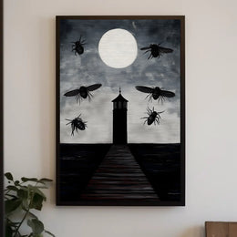 Eerie Lighthouse Under Moonlight: Fantasy or Mythology Poster PosterGoat