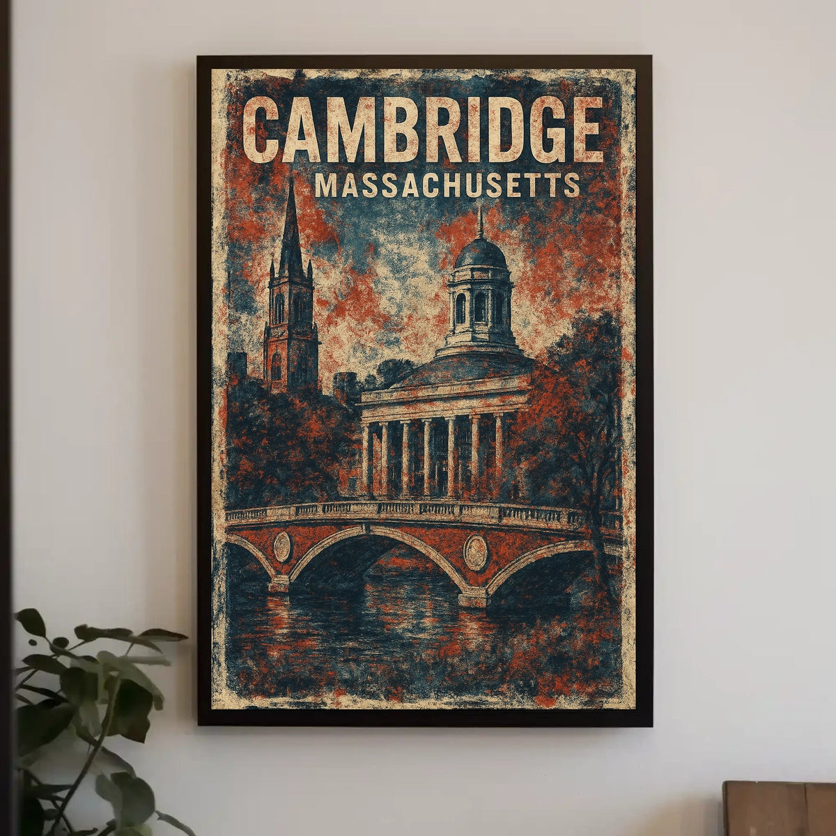 Cambridge Cityscape Travel Realism Collectible Poster