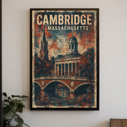 Cambridge Cityscape Travel Realism Collectible Poster