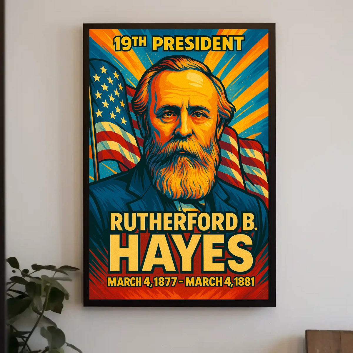 Rutherford B. Hayes 19th President of the United States Colorful Comic Book Style Poster