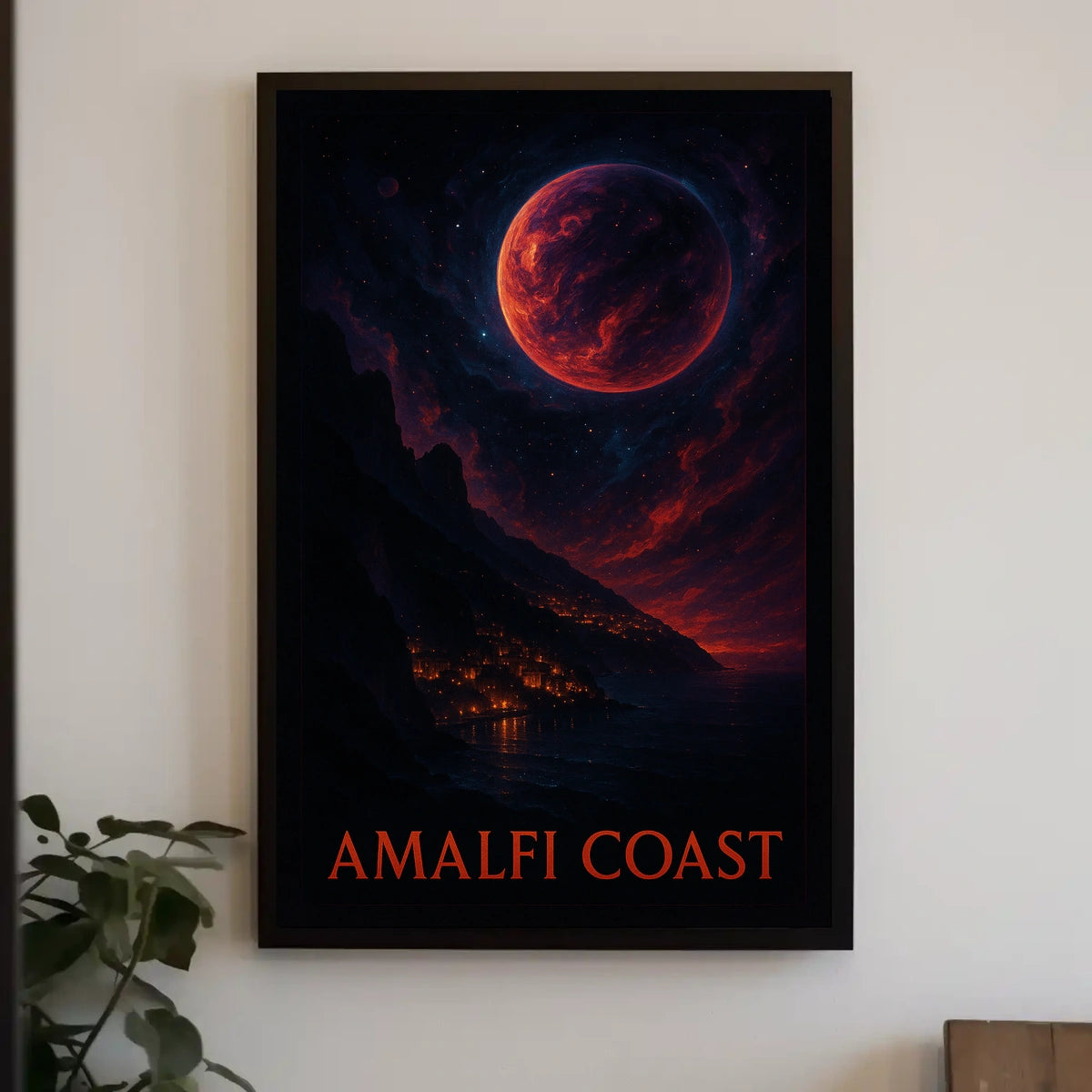 Amalfi Coast Celestial Nightscape Poster 18x24 Wall Art