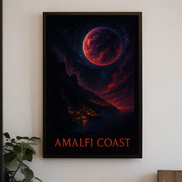 Amalfi Coast Celestial Nightscape Poster 18x24 Wall Art