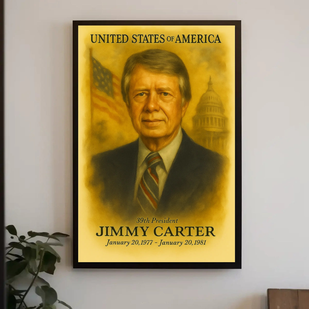 Jimmy Carter 39th President of the United States Vintage Watercolor Poster