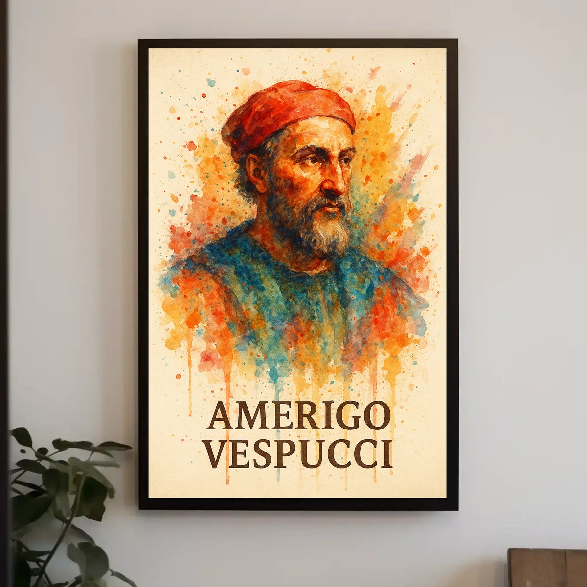 Amerigo Vespucci Watercolor Portrait Poster Art