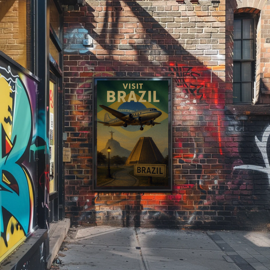 Visit Brazil Scenic Landmarks Flight Travel Poster