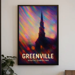 Greenville Skyline Digital Painting Wanderlust Poster