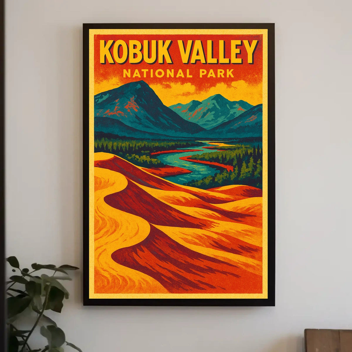 Kobuk Valley National Park Landscape Retro Art Deco Poster