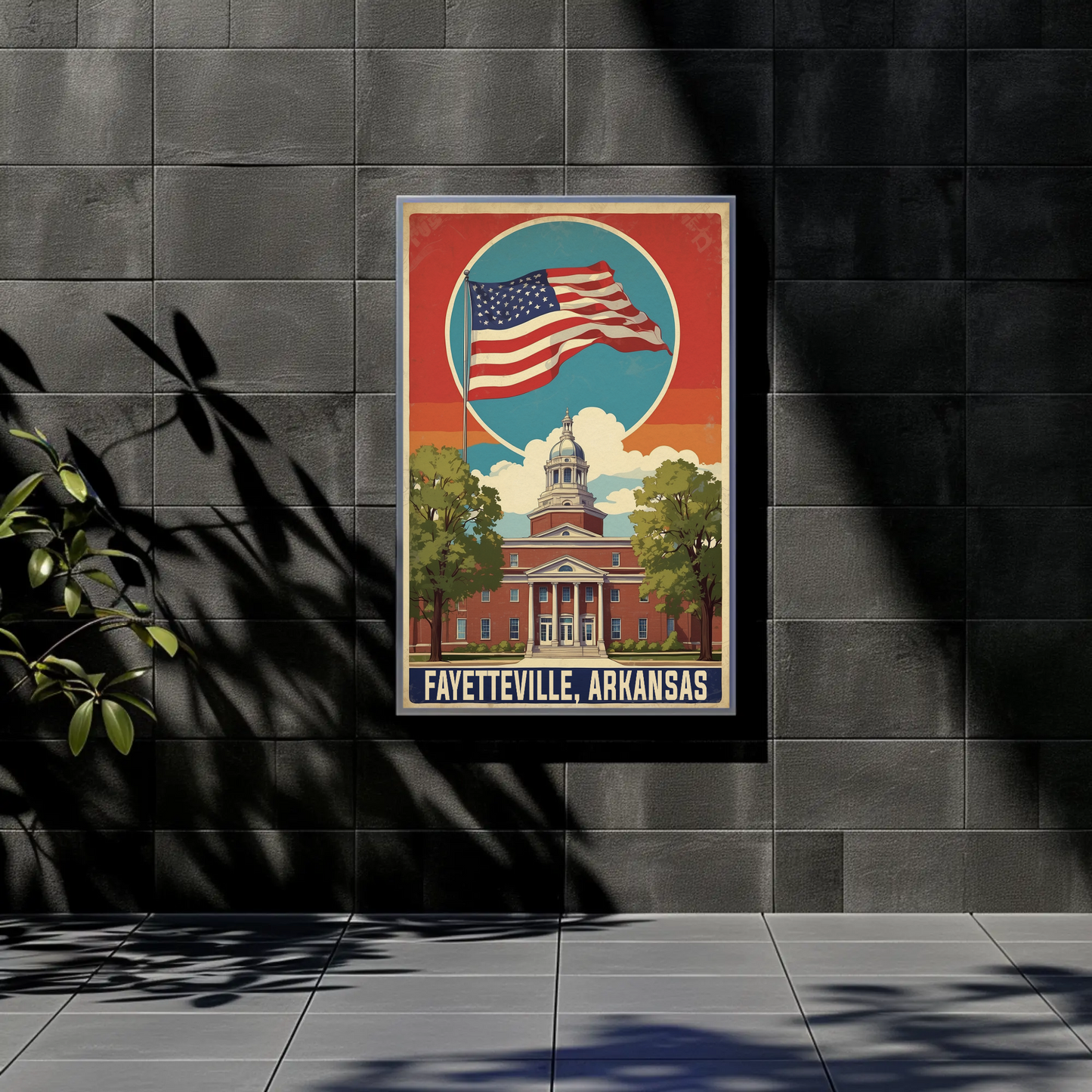 Fayetteville Arkansas Capitol Building Vintage Travel Poster