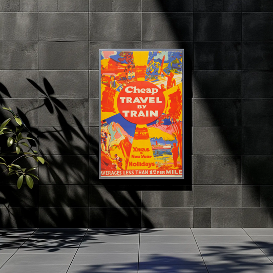 Vintage Poster Cheap Travel By Train