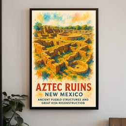Aztec Ruins New Mexico Watercolor Poster Art Print