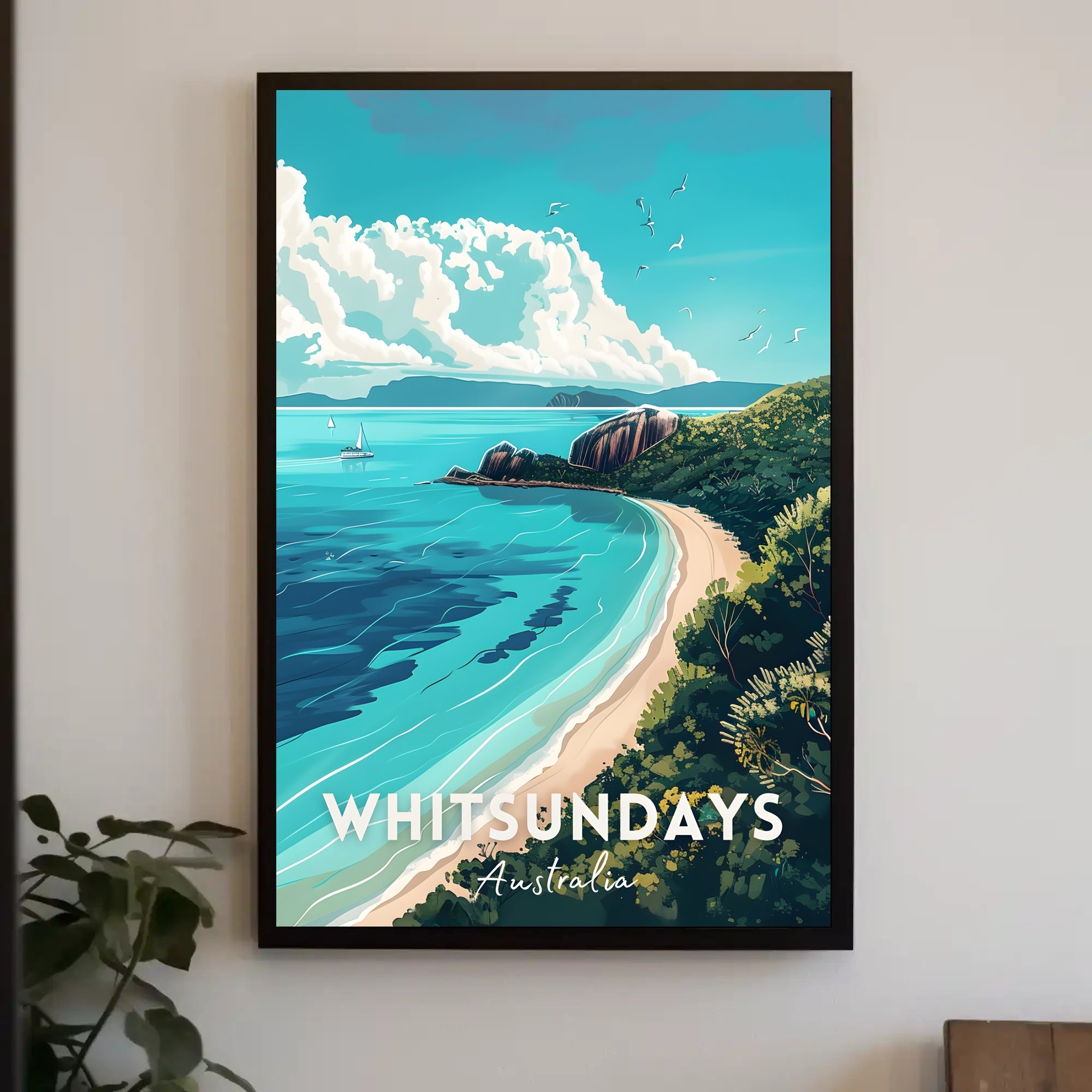 Whitsundays Scenic Illustration Travel Poster