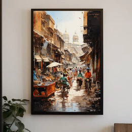 Vibrant Street Scene Historic Urban Heritage Poster