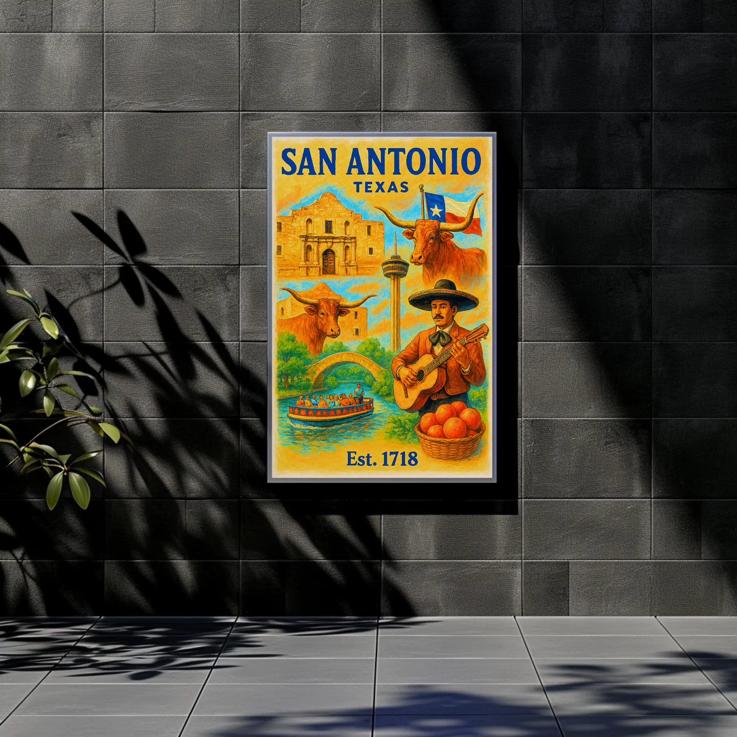 San Antonio Texas Poster With Alamo Vintage Travel Poster