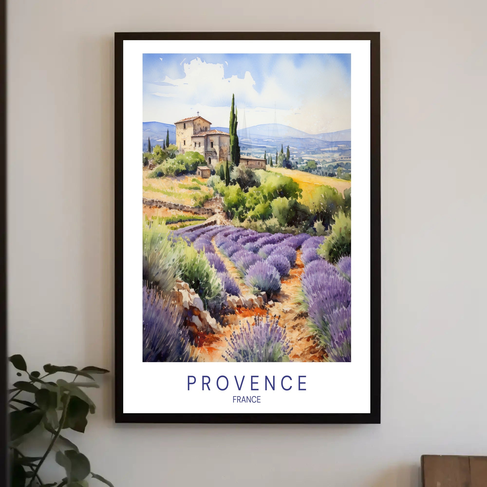 Provence Countryside Watercolor Art for Idyllic Landscape Poster PosterGoat
