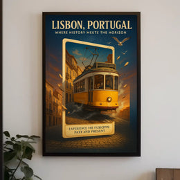 Lisbon Tram Vintage Artistic Cultural Heritage Poster
