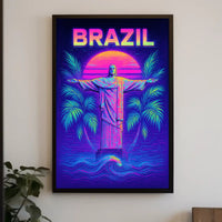Brazil Neon Vibes Poster PosterGoat