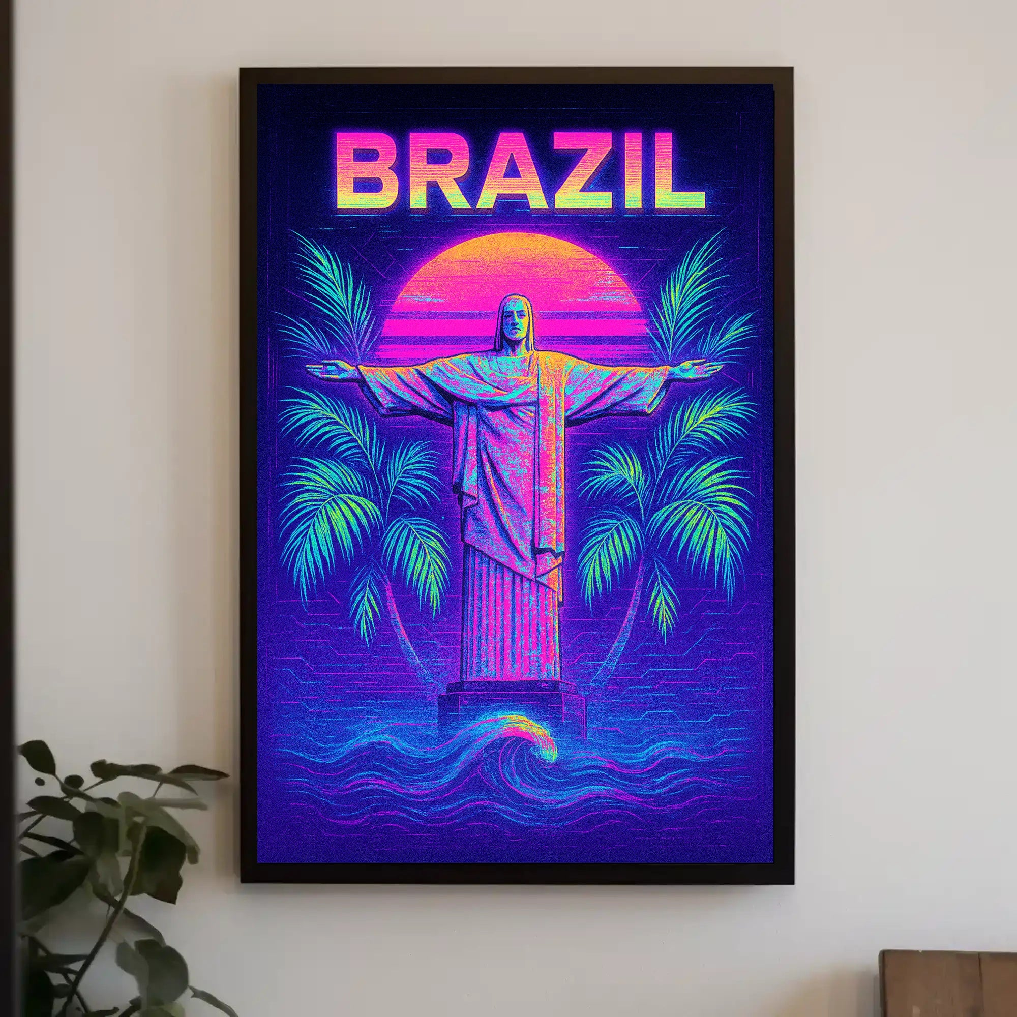 Brazil Neon Vibes Poster PosterGoat