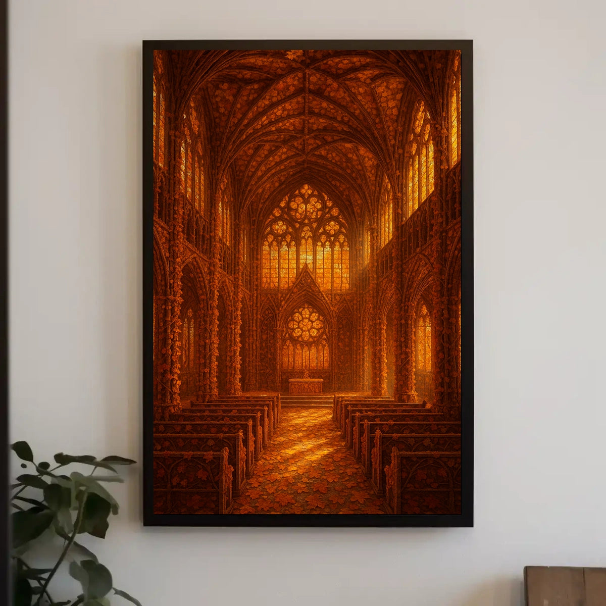 Gothic Cathedral Interior Hyper Realistic Art Decor Poster
