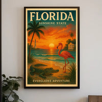 Florida Everglades Adventure Vintage Travel Poster