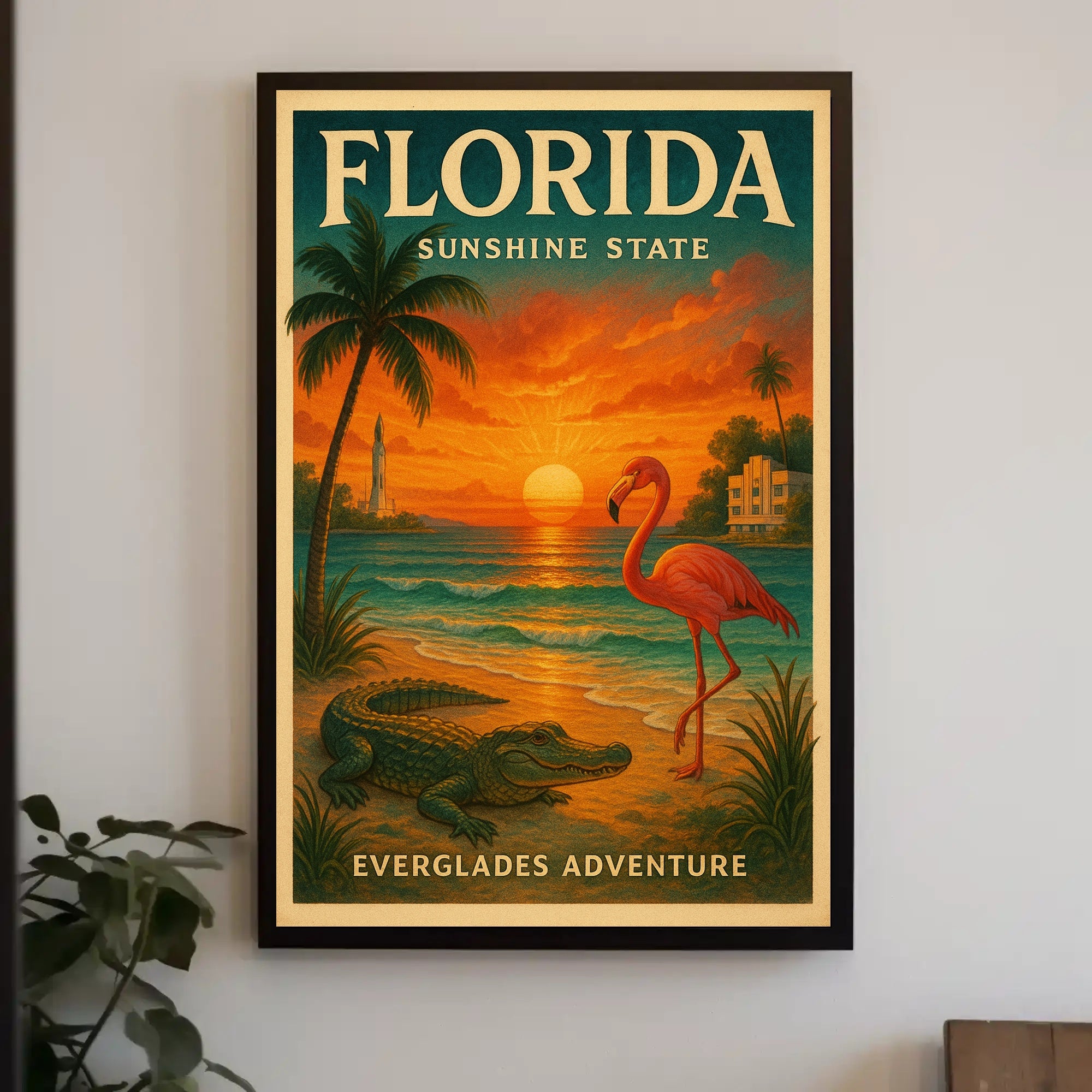 Florida Everglades Adventure Vintage Travel Poster