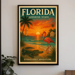 Florida Everglades Adventure Vintage Travel Poster