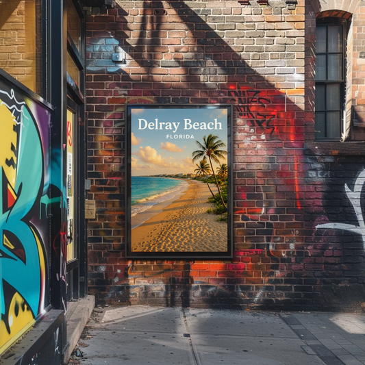 Delray Beach Florida Oceanfront Sand Sunset Travel Poster