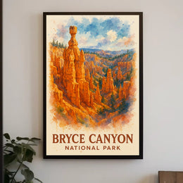 Bryce Canyon Watercolor Poster: Majestic Nature Art Print