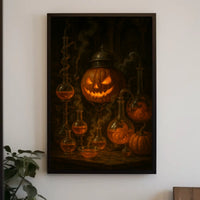 Halloween Alchemy Lab Pumpkin Vintage Collector Poster
