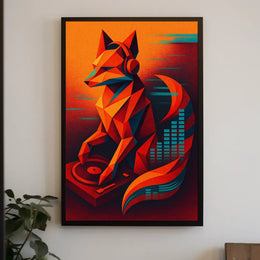 Geometric Fox Dj Poster