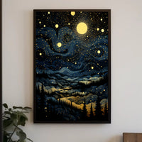 Starry Night Landscape Poster PosterGoat