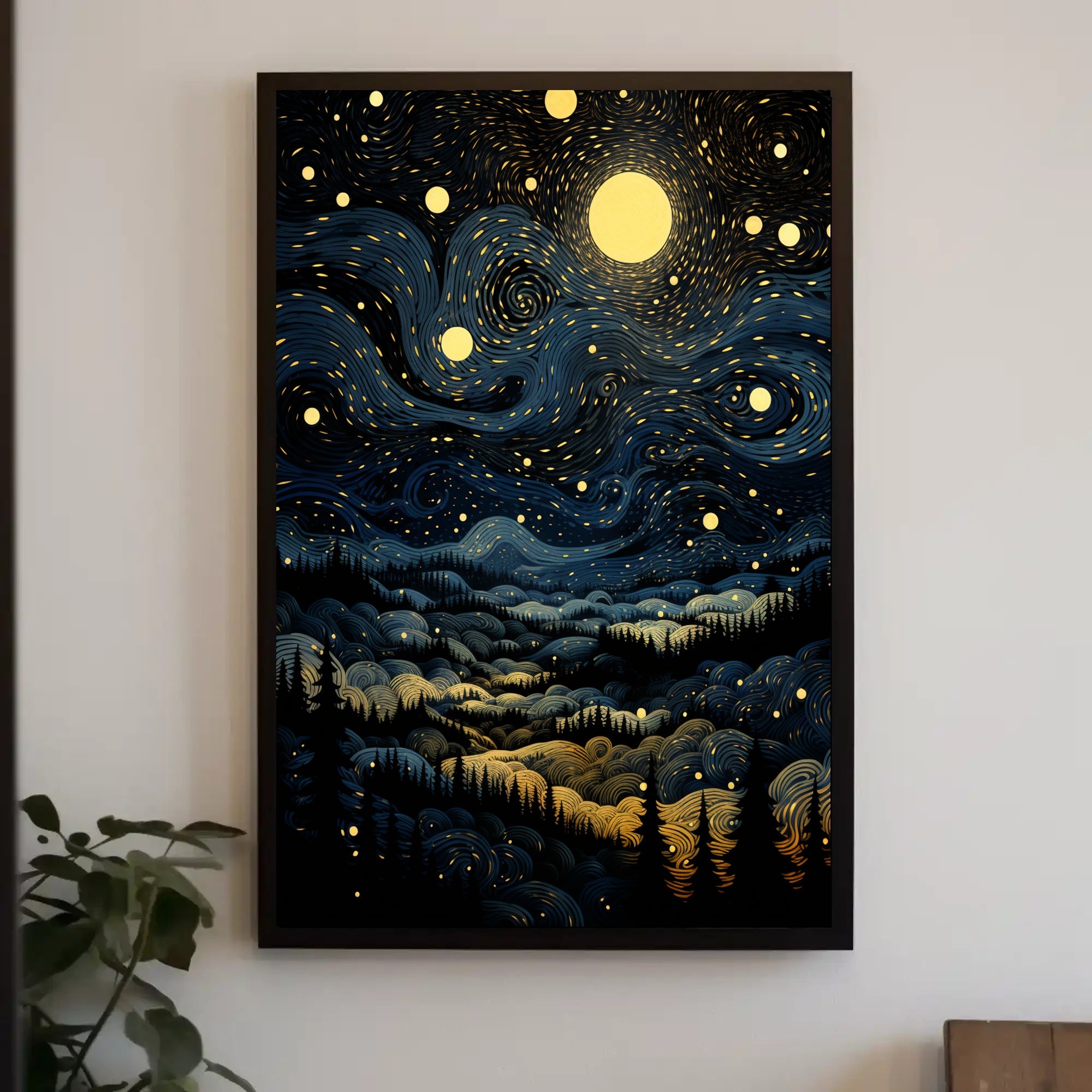 Starry Night Landscape Poster PosterGoat
