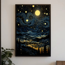 Starry Night Landscape Poster PosterGoat