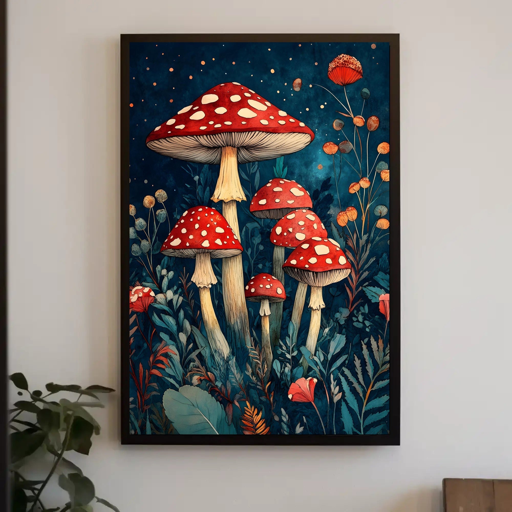 Enchanted Forest Mushrooms Wall Art Print
