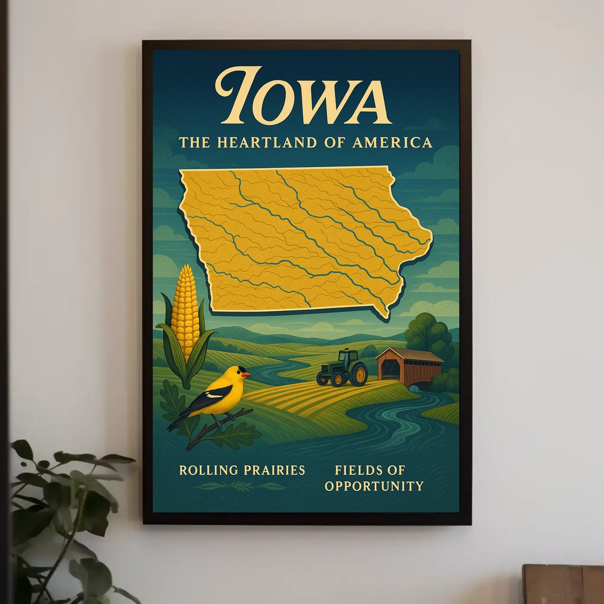 Iowa Heartland Vintage Travel Poster