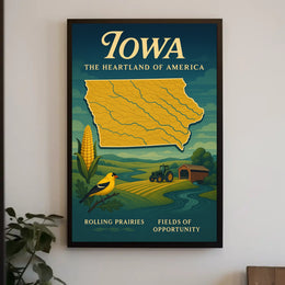 Iowa Heartland Vintage Travel Poster