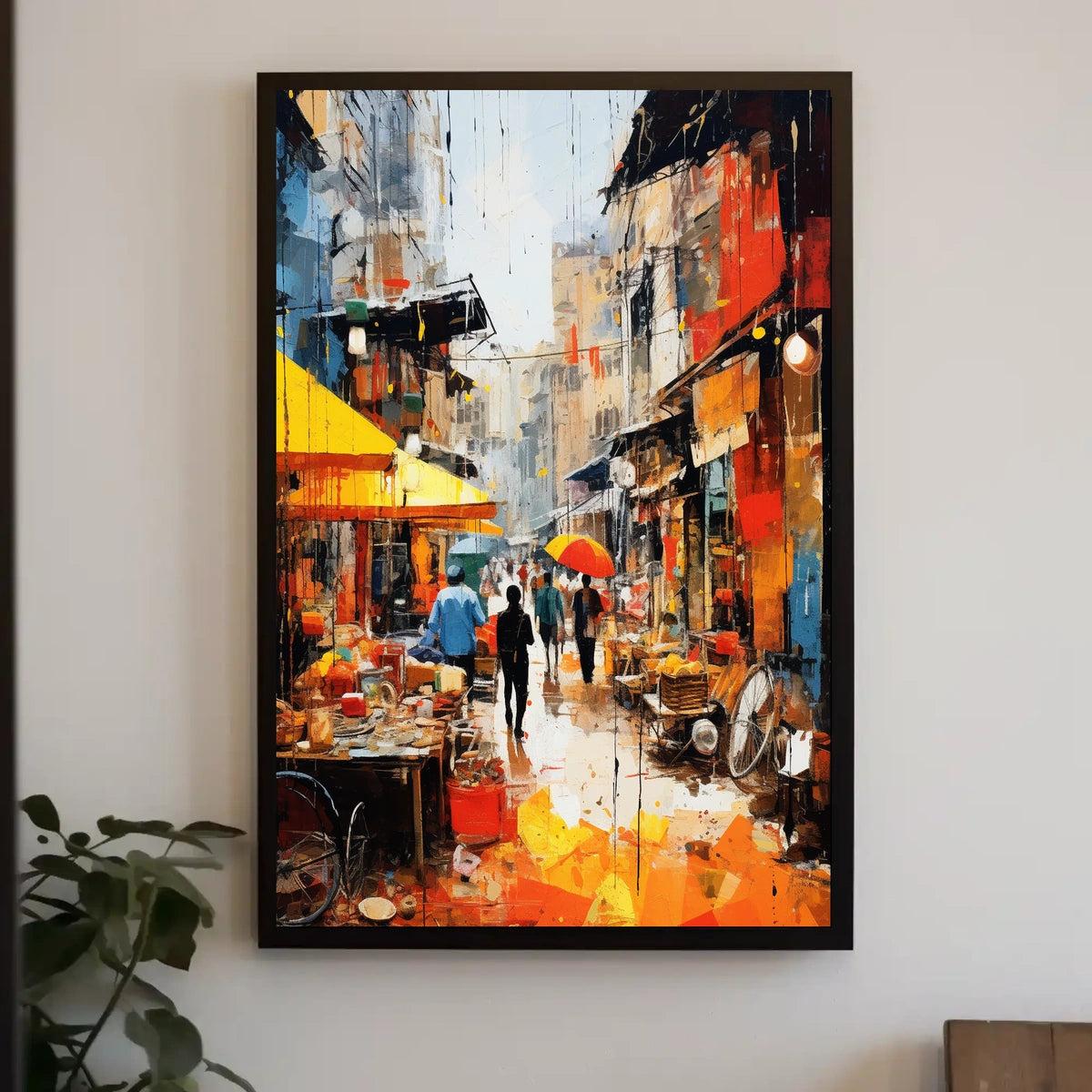 Vibrant Modern Asian Street Market Scene - Cultural Poster